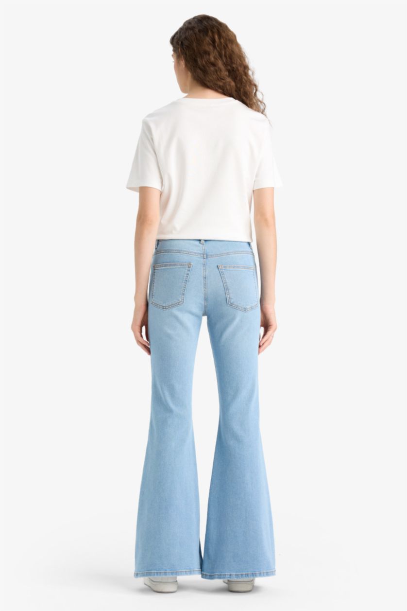 Woman Light Indigo Mia Flare Fit High Waist Long Jeans