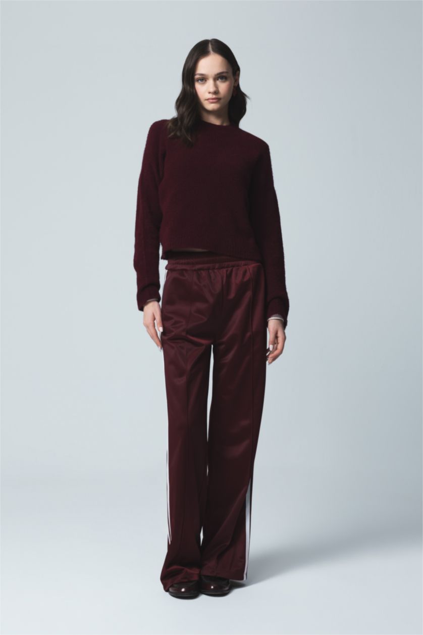 Kadın Bordo Regular Fıt Triko Kazak