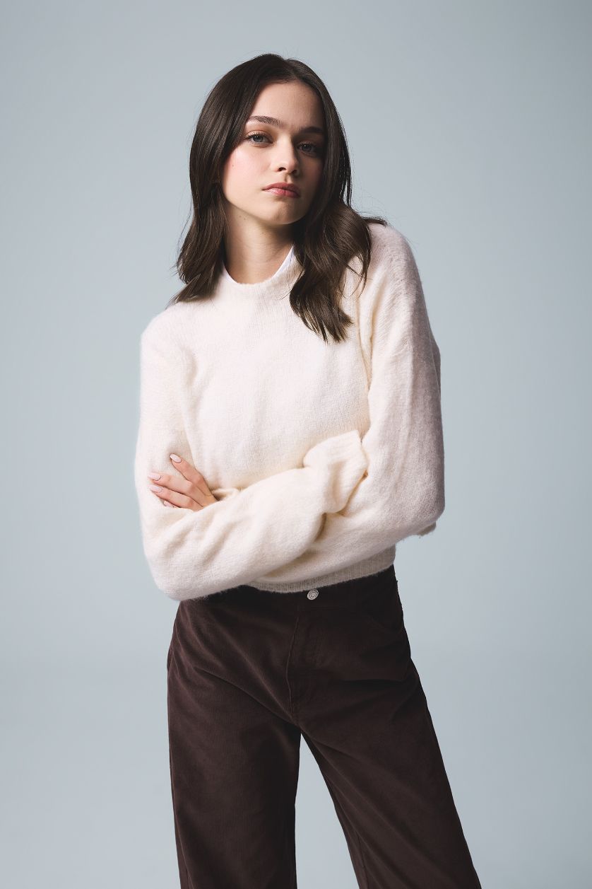 WOMAN Ecru Regular Fit Crew Neck Knitwear Pullover