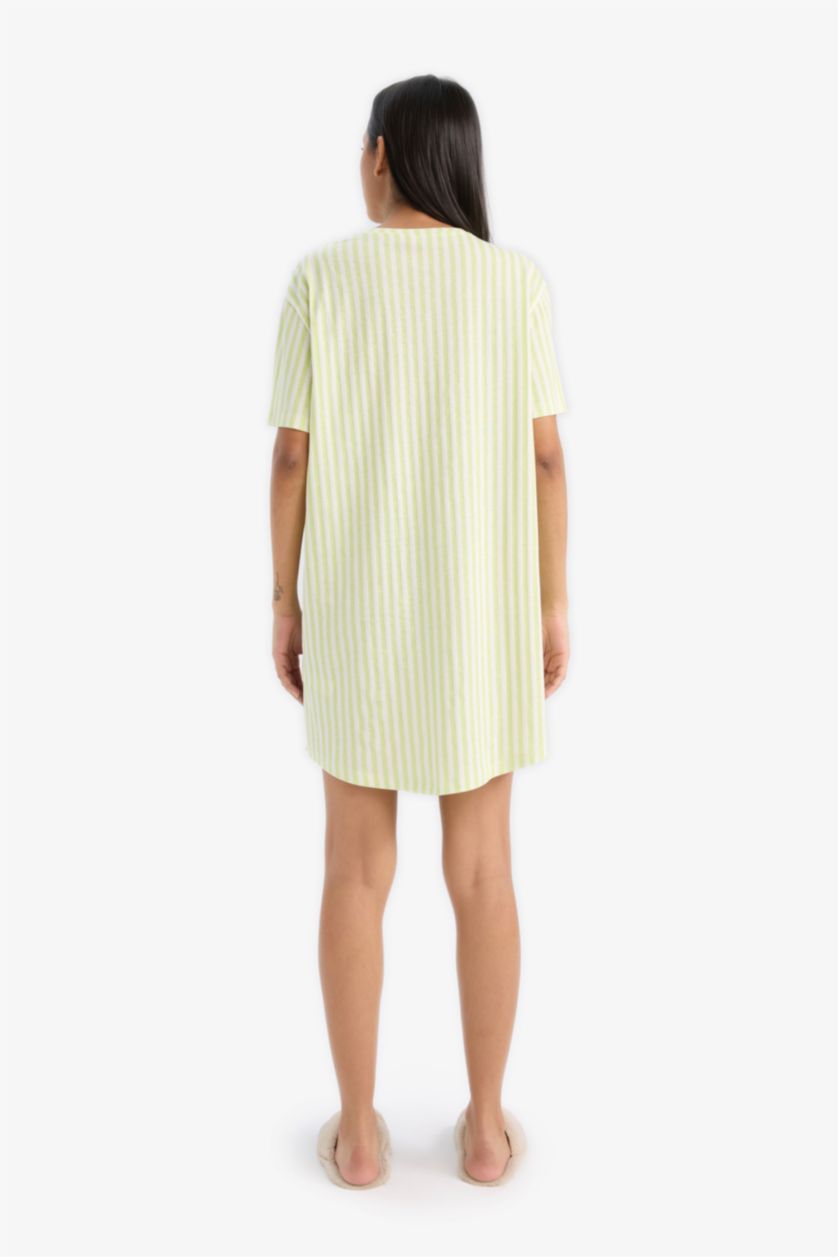 WOMAN Light Green Fall in Love Regular Fit Crew Neck Short Sleeve Dress