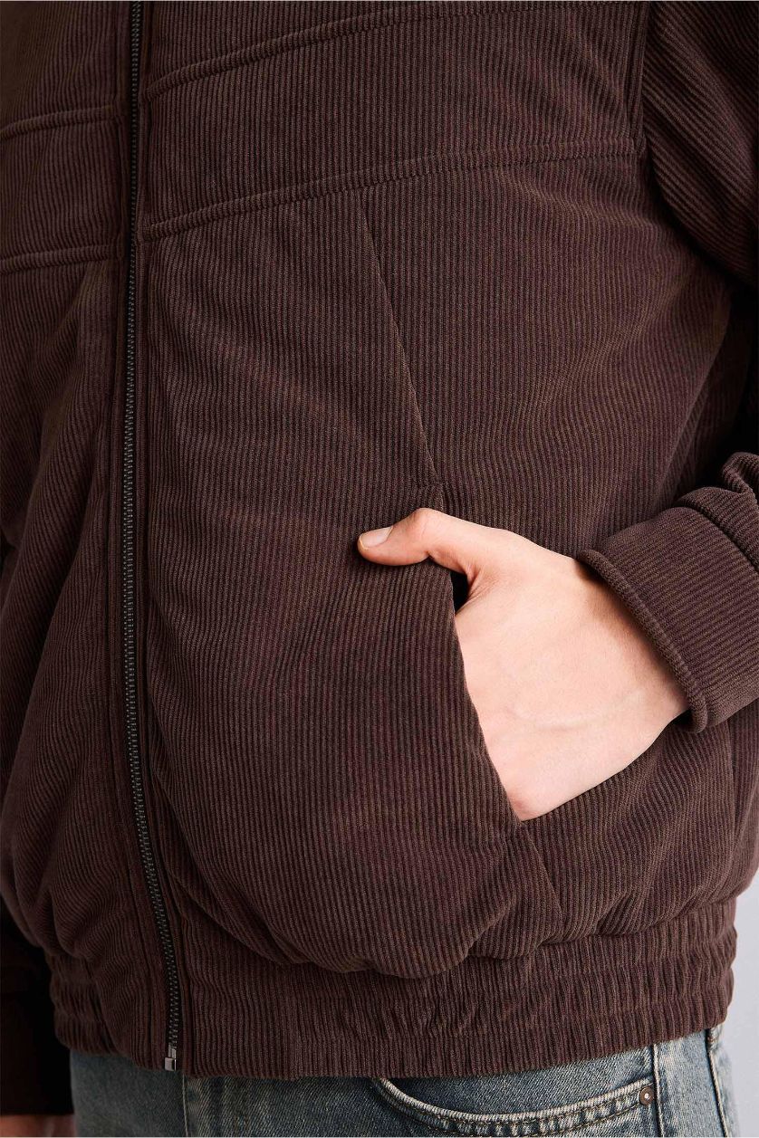 رجال بني جاكيت مخمل اوفر سايز وياخة قميص