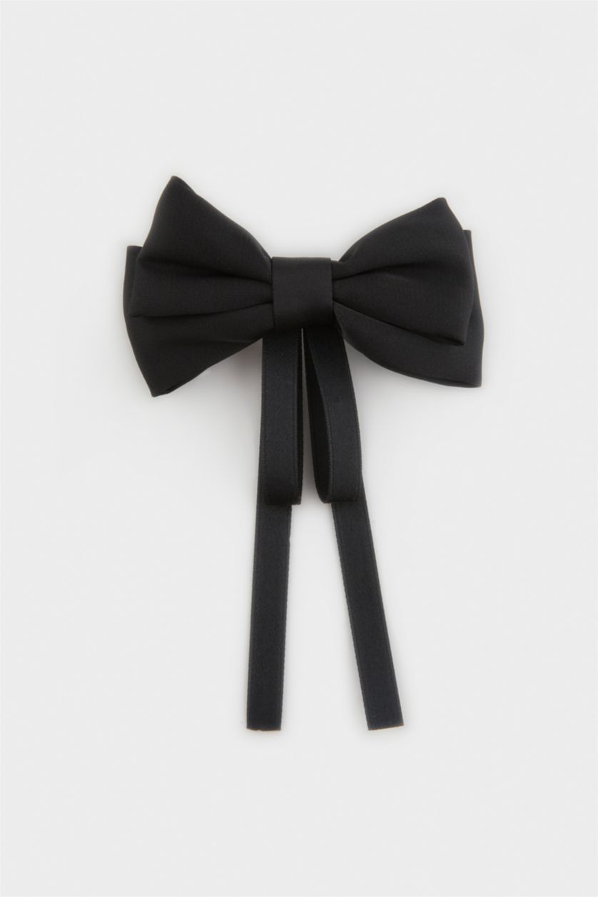 Kız Çocuk - Genç Kız Siyah Kız Çocuk Siyah Kurdele Desenli Çıtçıtlı Toka