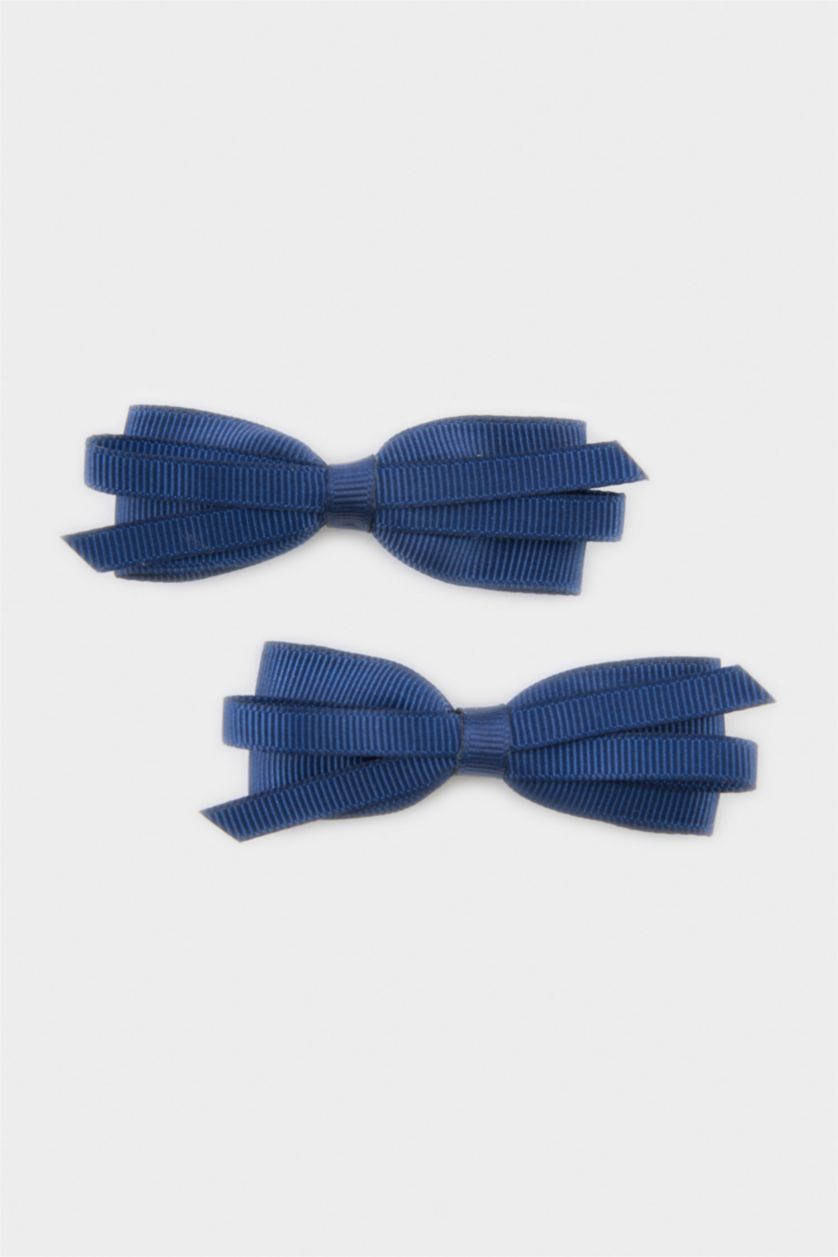 Kız Çocuk - Genç Kız Lacivert 2'li Kurdele Saç Tokası Kız Çocuk