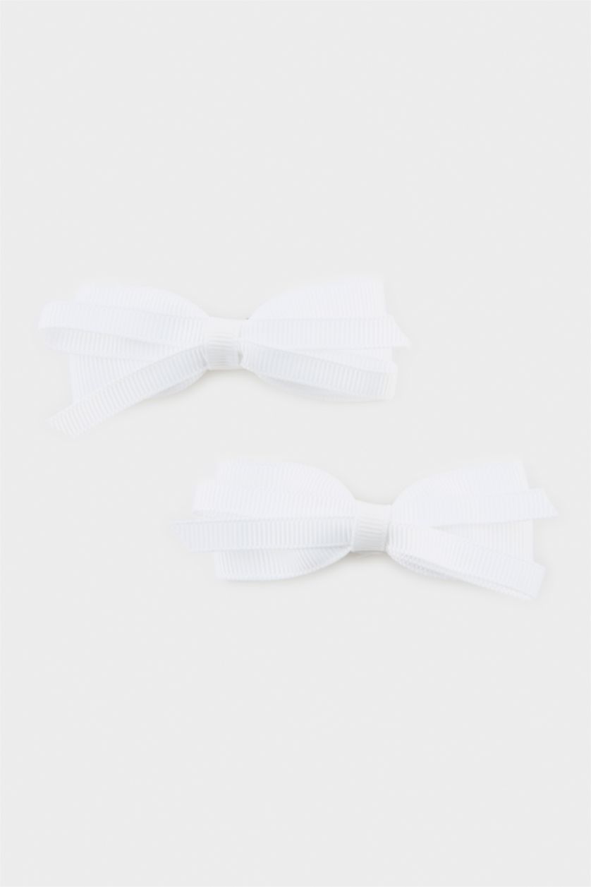 Kız Çocuk - Genç Kız Beyaz 2'li Kurdele Saç Tokası Kız Çocuk