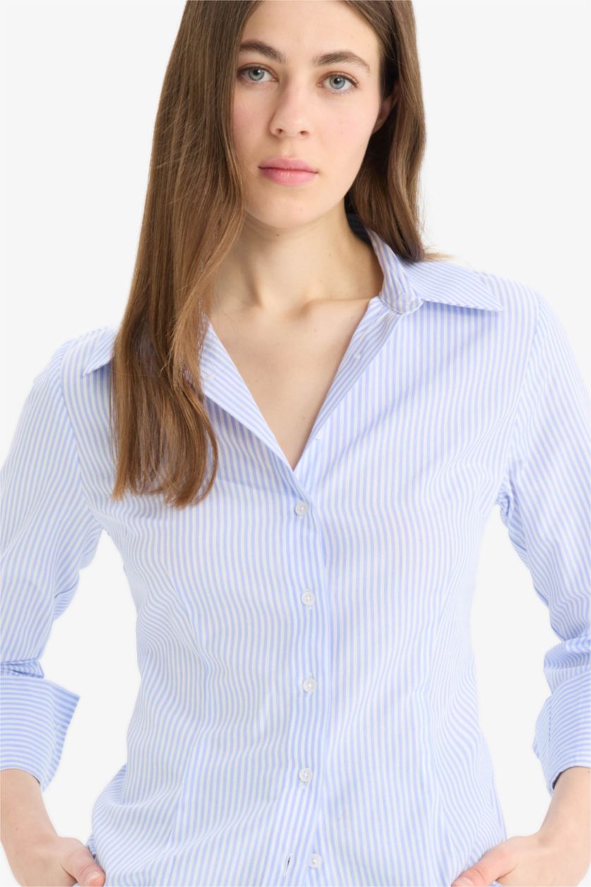 FEMME BLEU Clair Chemise slim rayée à manches longues