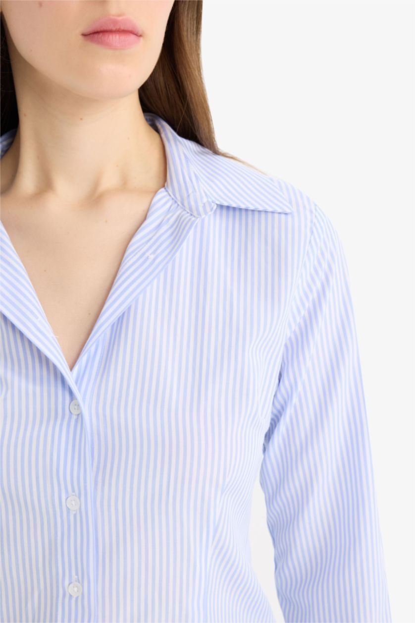 FEMME BLEU Clair Chemise slim rayée à manches longues