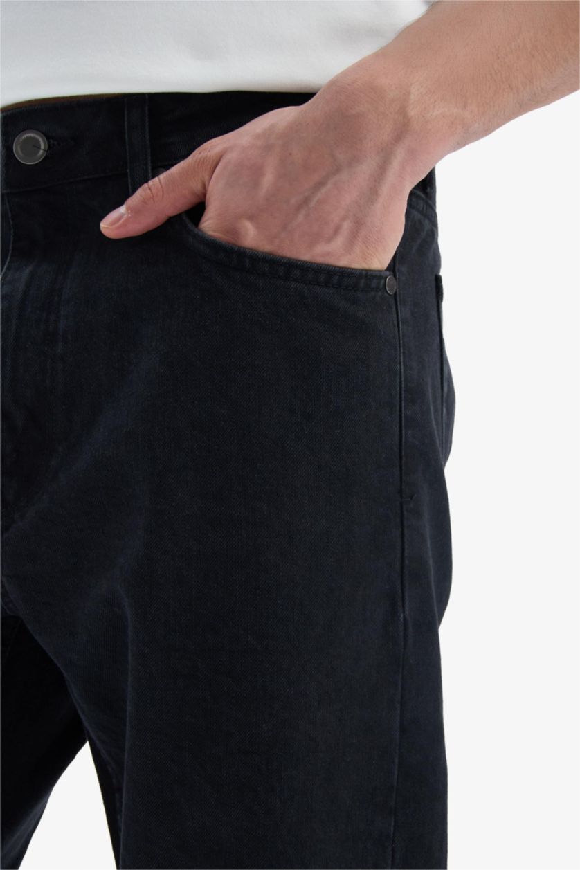 Erkek Siyah %100 Pamuk 90's Slim Fit Dar Kalıp Yüksek Bel Dar Paça Siyah Jean Pantolon