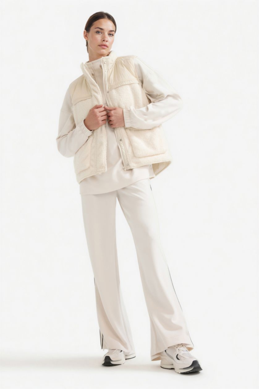 حريمي اللون الحجري فيست فرو قطيفة قصة عادية بسوسته من DeFactoFit