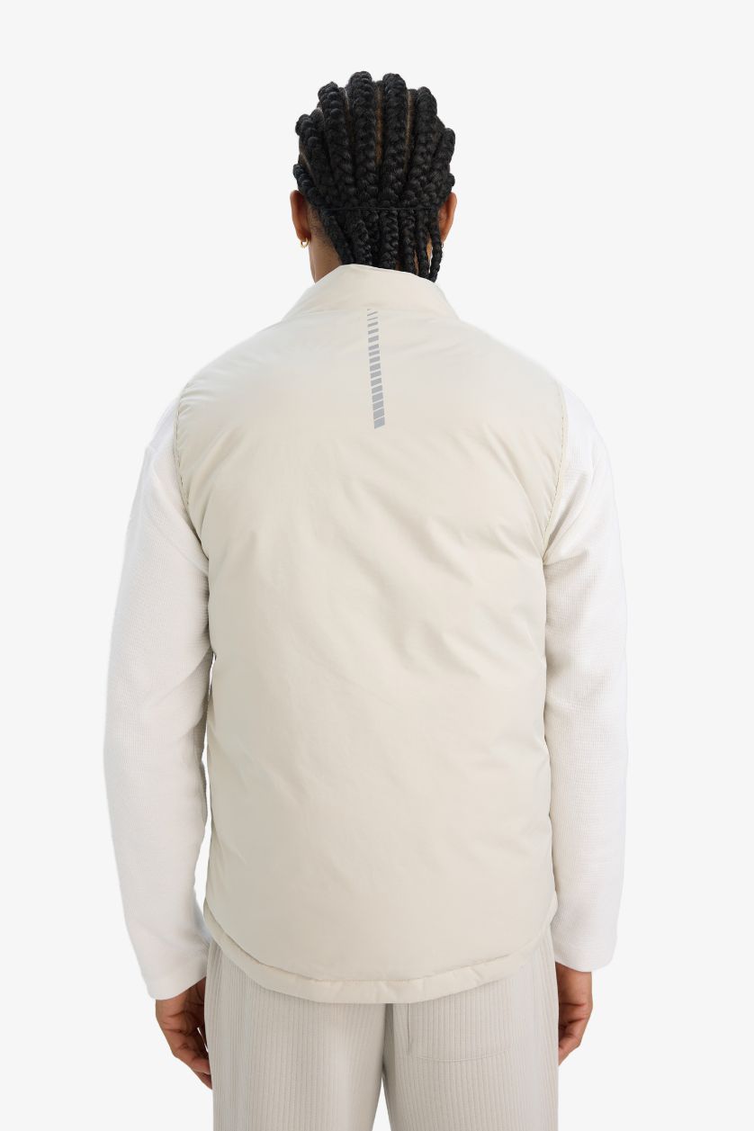 Man Light Beige DeFactoFit Slim Fit Waterproof Zippered Puffer Vest