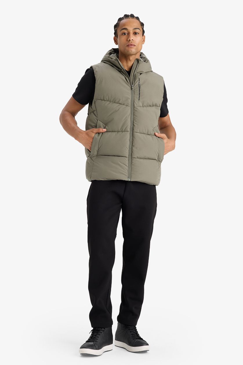 MAN Light Khaki DeFactoFit Regular Fit Hooded Waterproof Puffer Vest