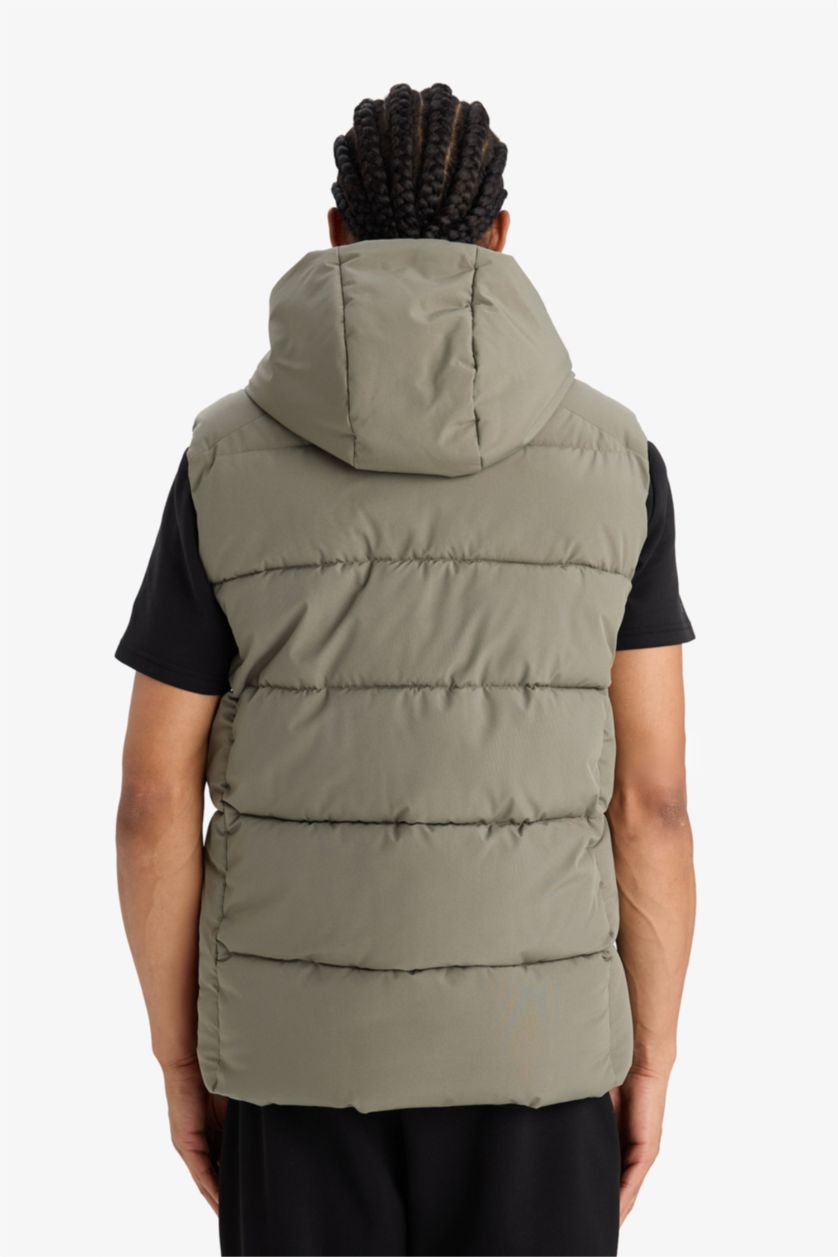 MAN Light Khaki DeFactoFit Regular Fit Hooded Waterproof Puffer Vest