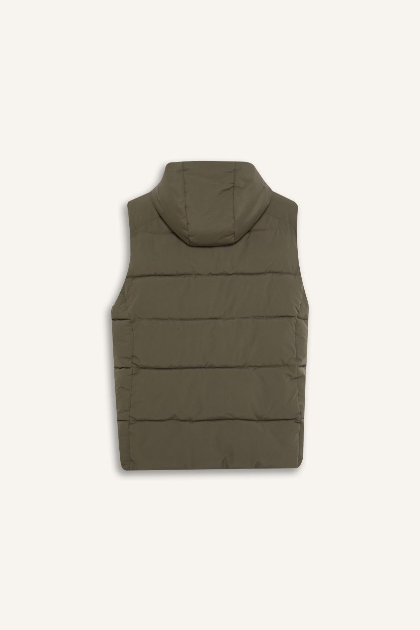 MAN Light Khaki DeFactoFit Regular Fit Hooded Waterproof Puffer Vest