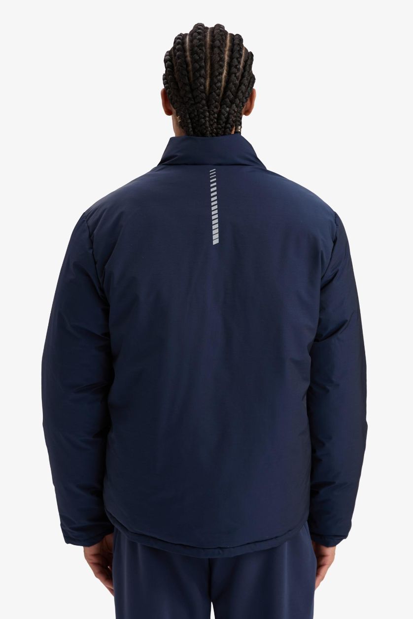 Erkek Lacivert Su İtici Rüzgar Geçirmez Regular Fit Dik Yaka Fermuarlı Cepli Kışlık Mont