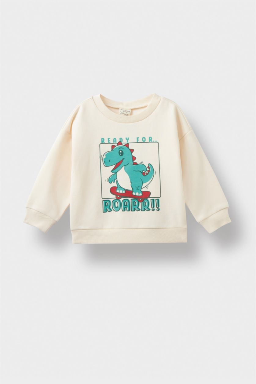 Baby Boy Light Stone Regular Fit Crew Neck Sweatshirt