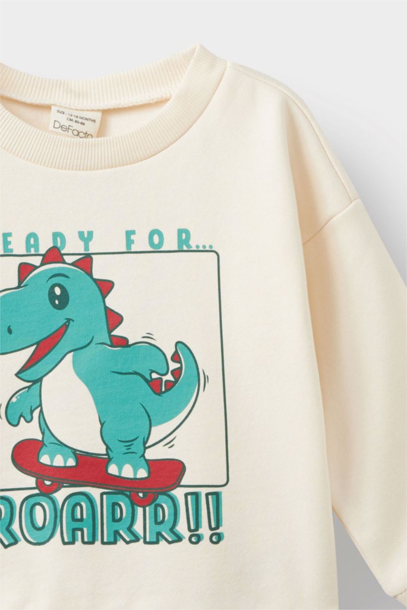 Baby Boy Light Stone Regular Fit Crew Neck Sweatshirt