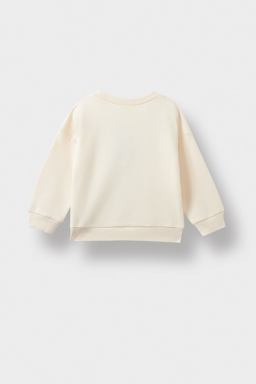 Baby Boy Light Stone Regular Fit Crew Neck Sweatshirt