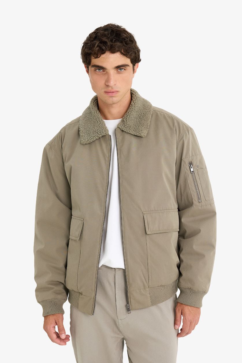 Erkek Haki Su İtici Oversize Mont