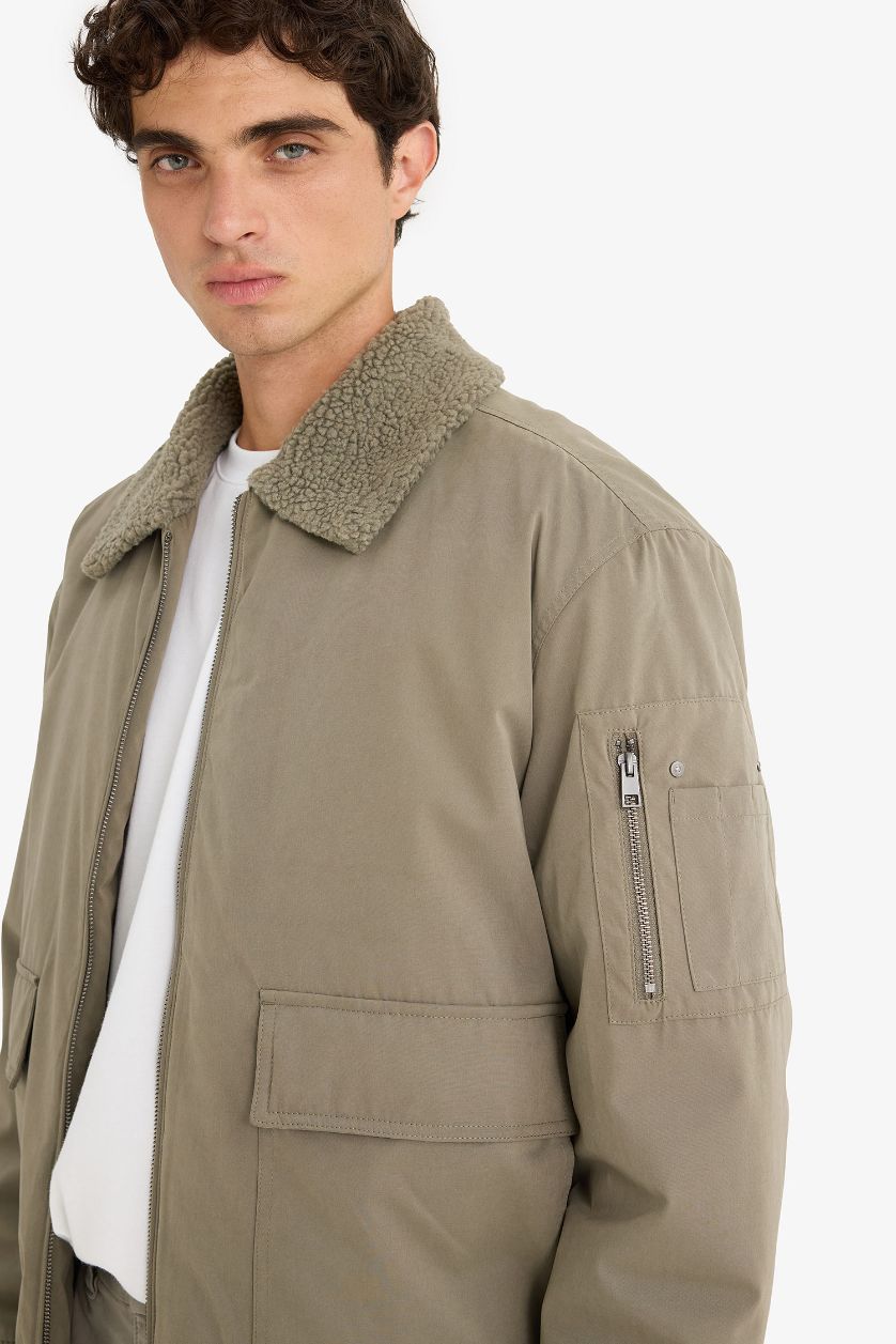 Erkek Haki Su İtici Oversize Mont