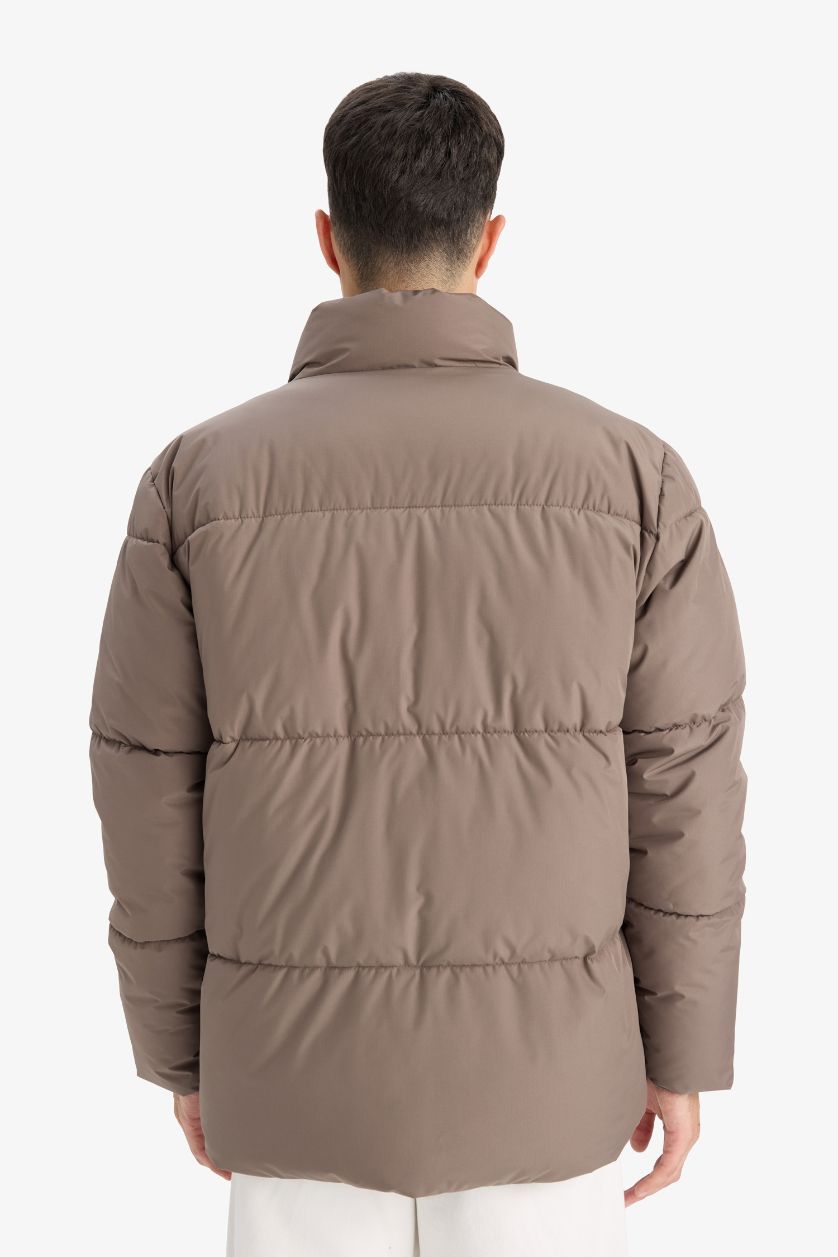 Erkek Açık Kahve Su İtici Fermuarlı Mont