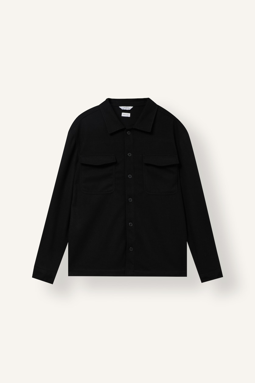 MAN Black Regular Fit Buttoned Shirt Jacket