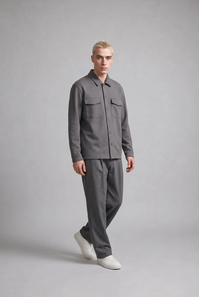 Men Grey Melange Regular Fit Overshirt