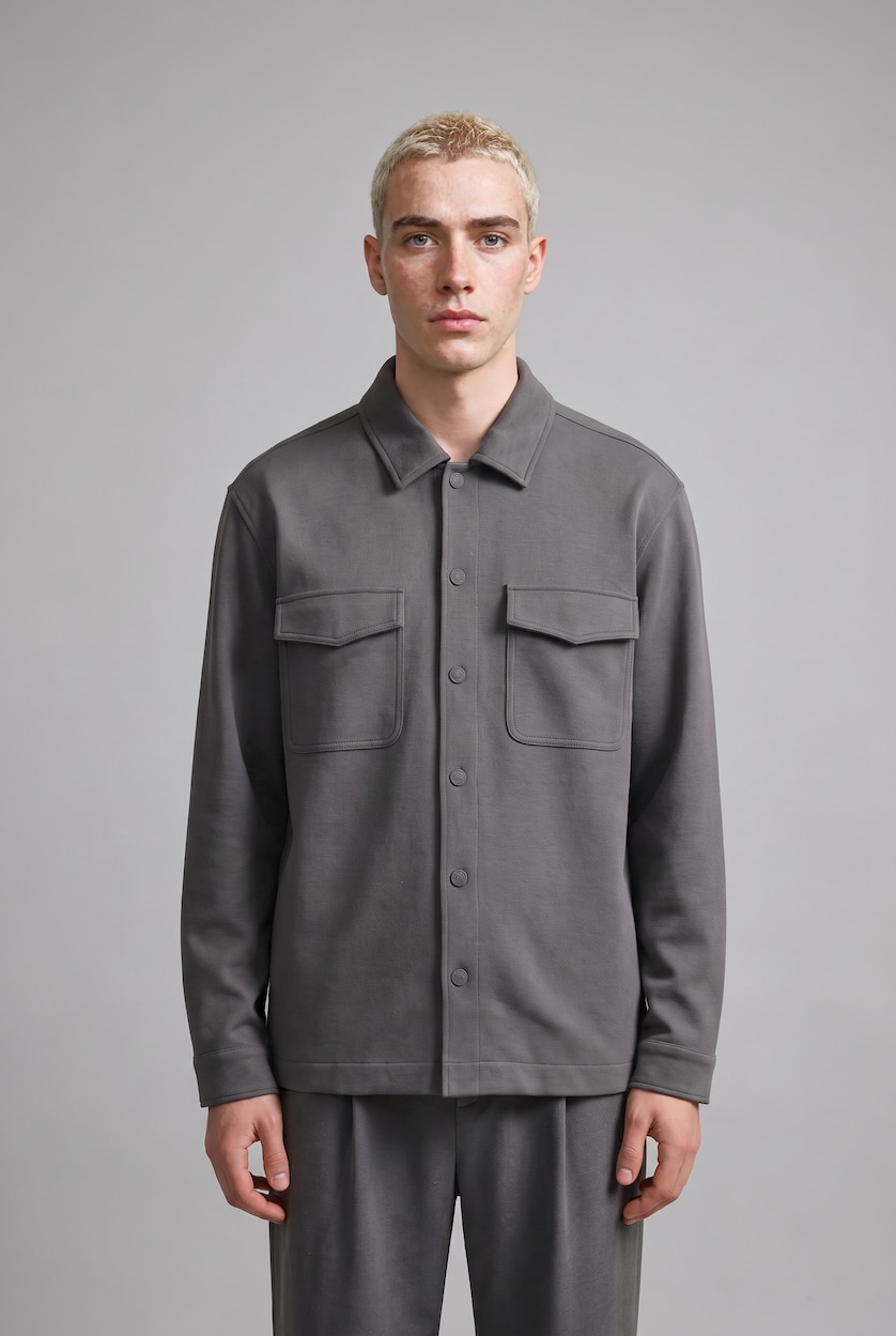 Men Grey Melange Regular Fit Overshirt
