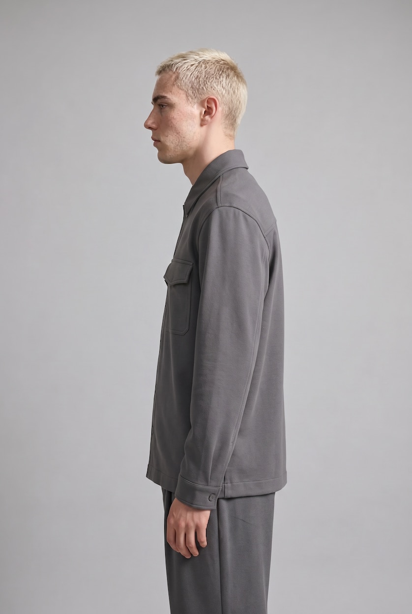 Men Grey Melange Regular Fit Overshirt