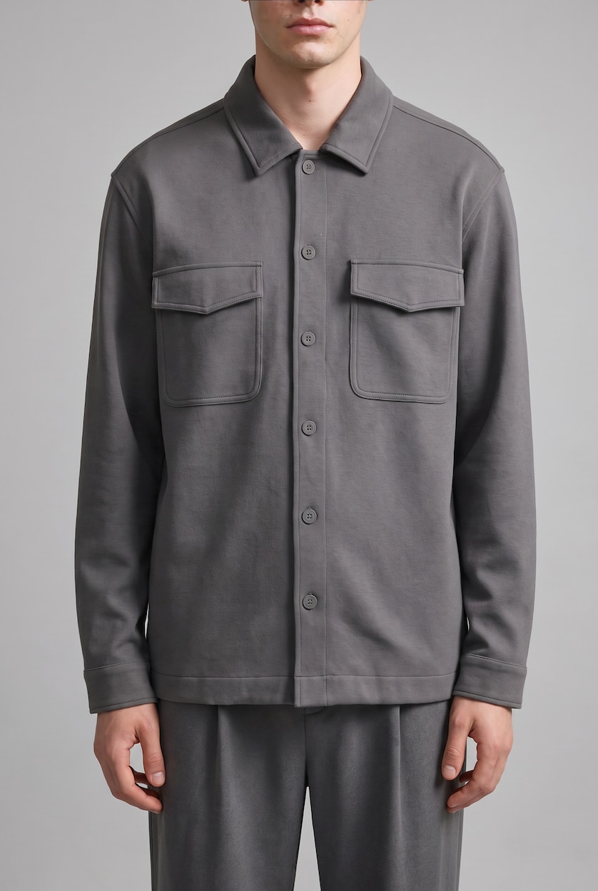 Men Grey Melange Regular Fit Overshirt