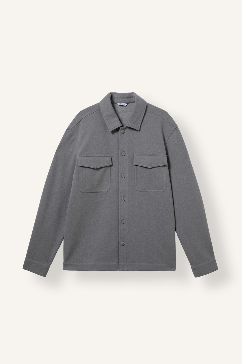 Men Grey Melange Regular Fit Overshirt