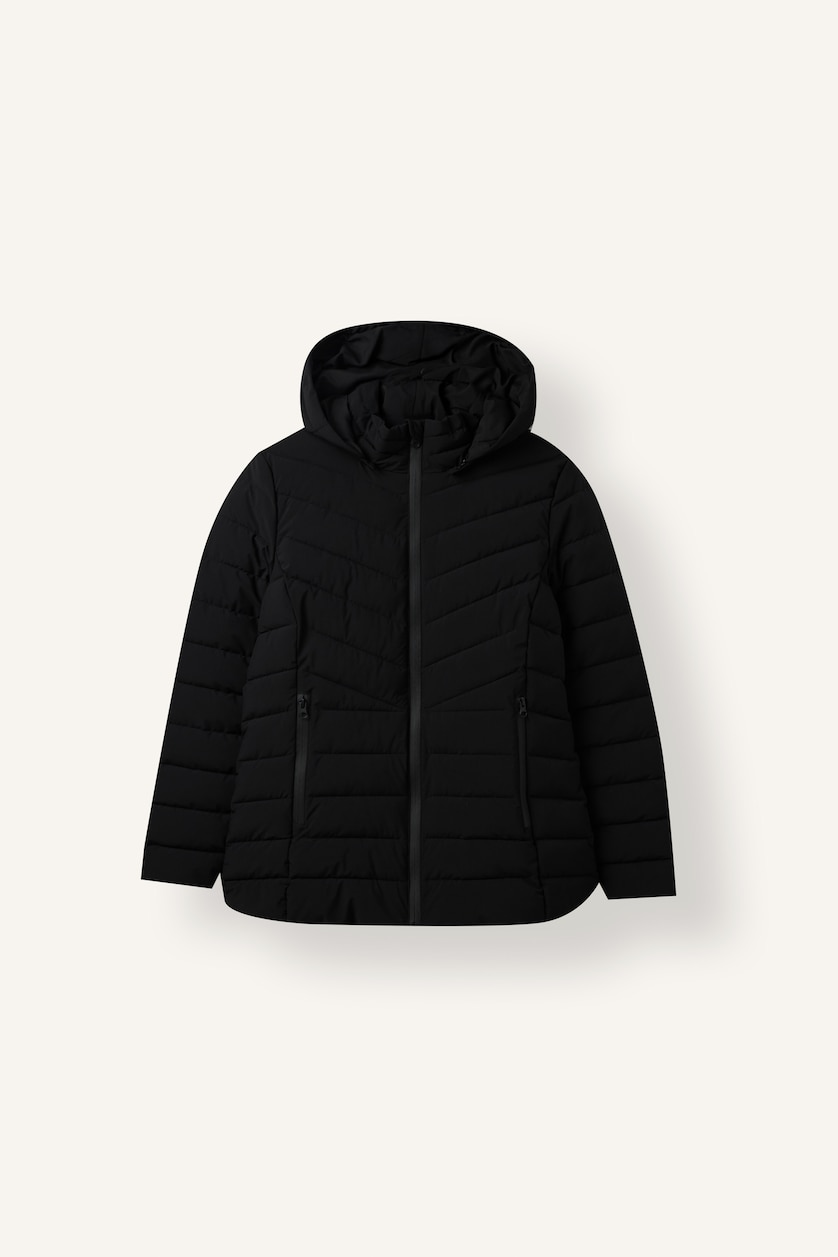 WOMAN Black Zipper Puffer Jacket