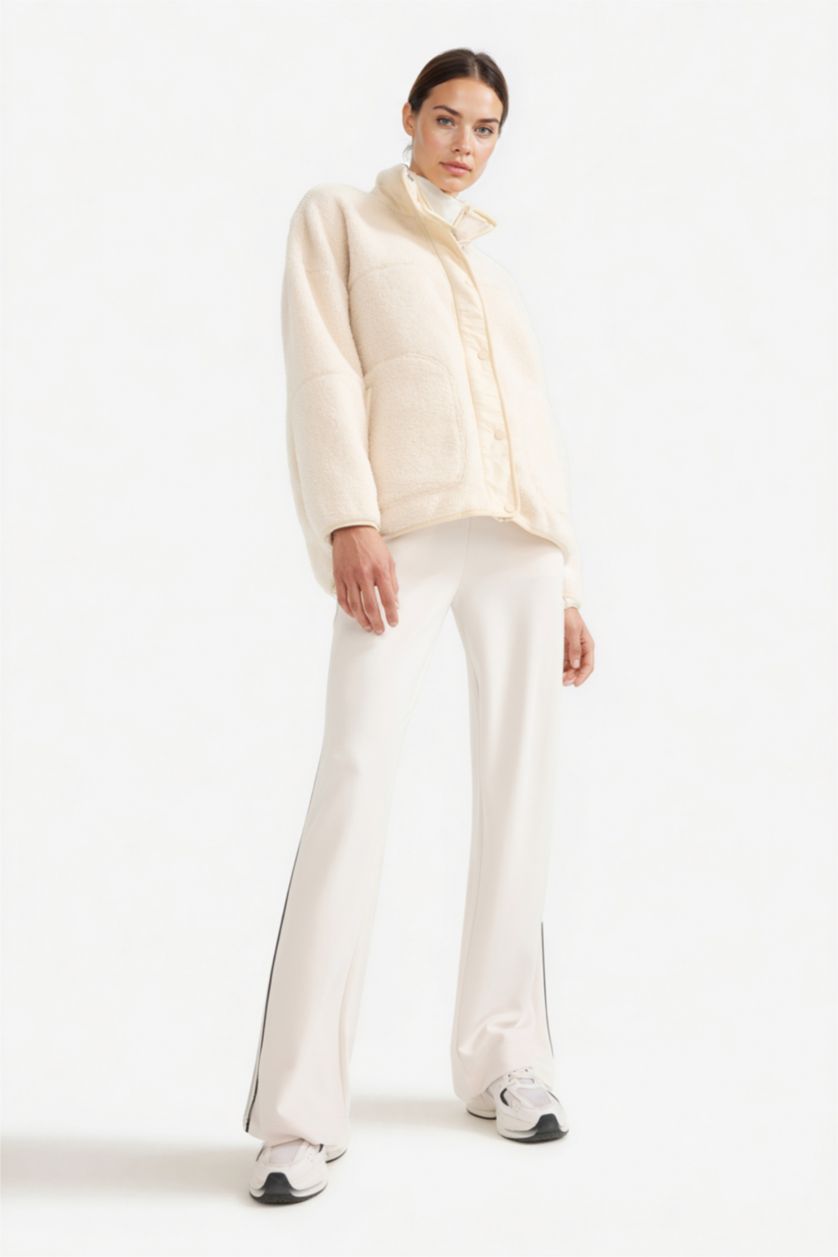 حريمي اللون الحجري جاكيت بامب اوفر سايز