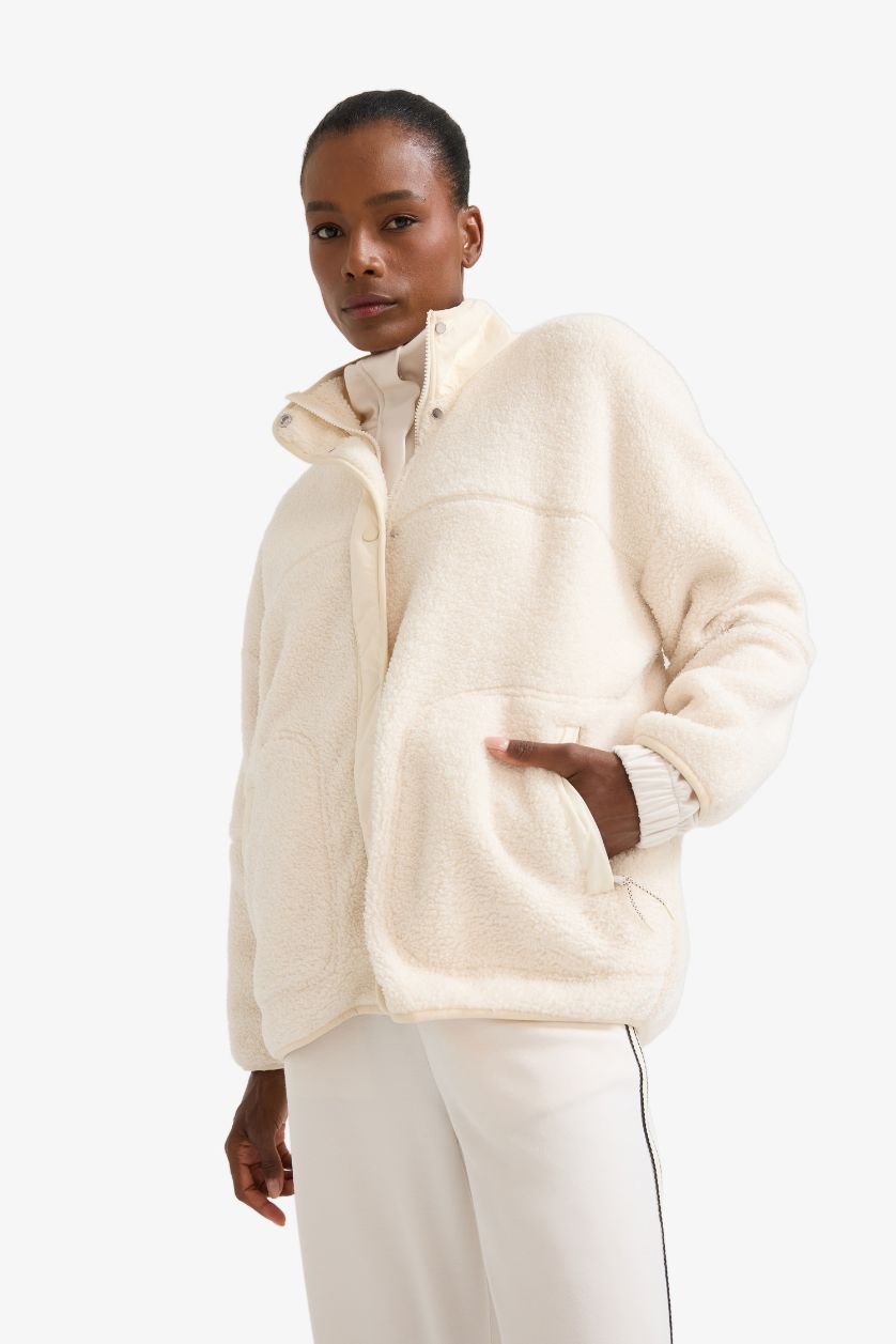 Kadın Taş Warmtech Oversize İçi Polarlı Pelüş Mont