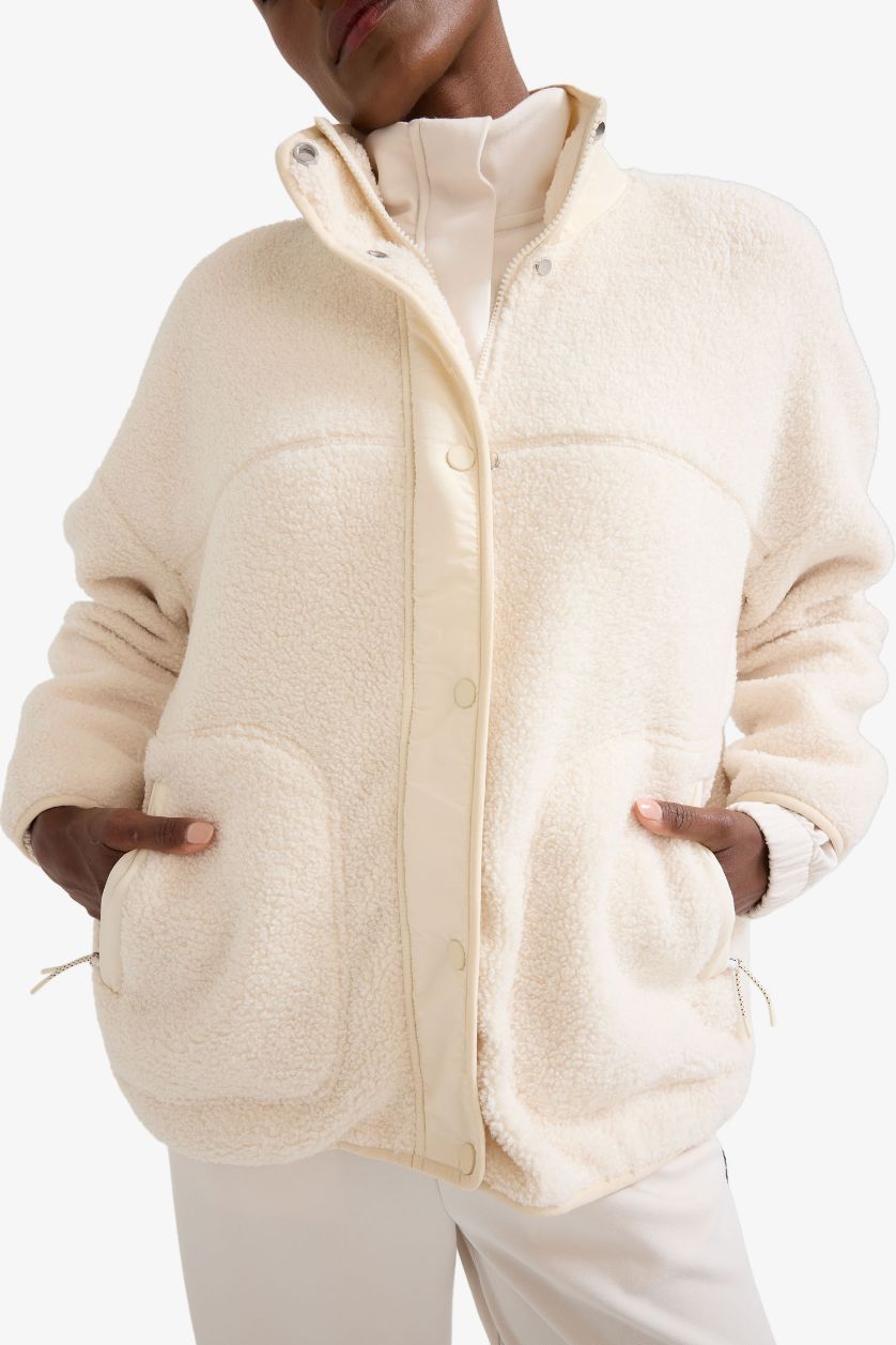 Kadın Taş Warmtech Oversize İçi Polarlı Pelüş Mont