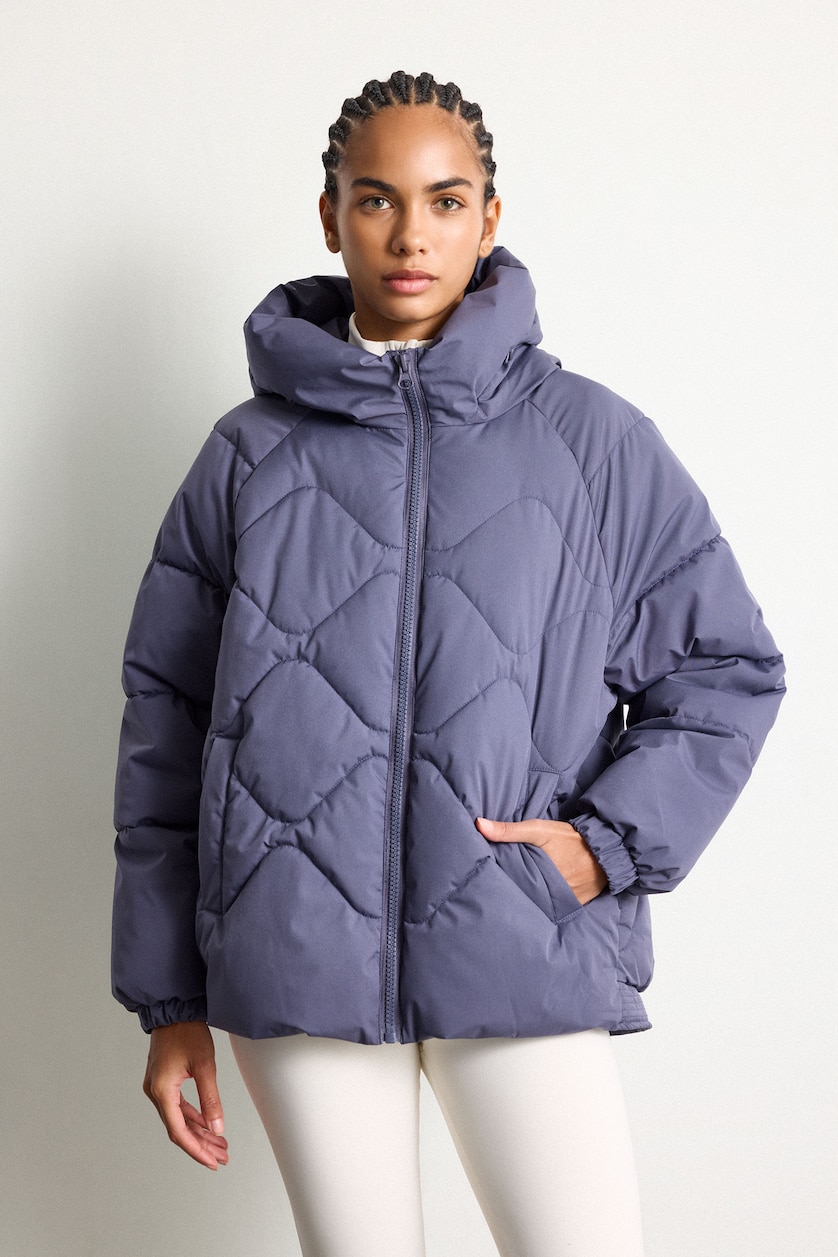 Women Purple Oversize Hooded Waterproof Jacket