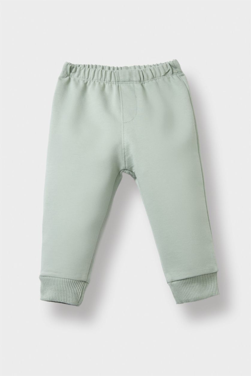 Erkek Bebek Açık Haki Erkek Bebek 2'li Takım Baskılı Sweatshirt Beli Lastikli Eşofman Altı