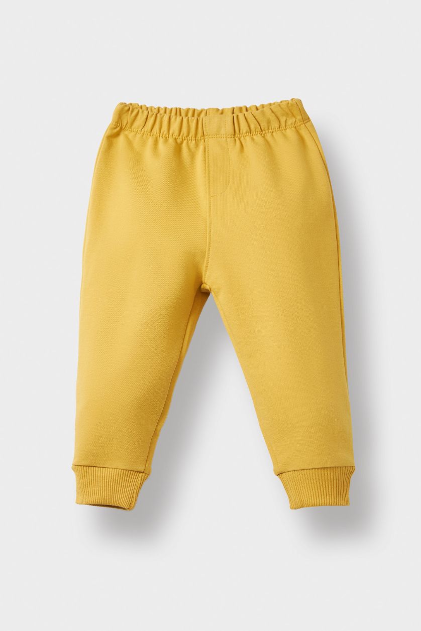 Erkek Bebek Sarı Erkek Bebek 2'li Takım Dinozor Baskılı Sweatshirt Eşofman Altı