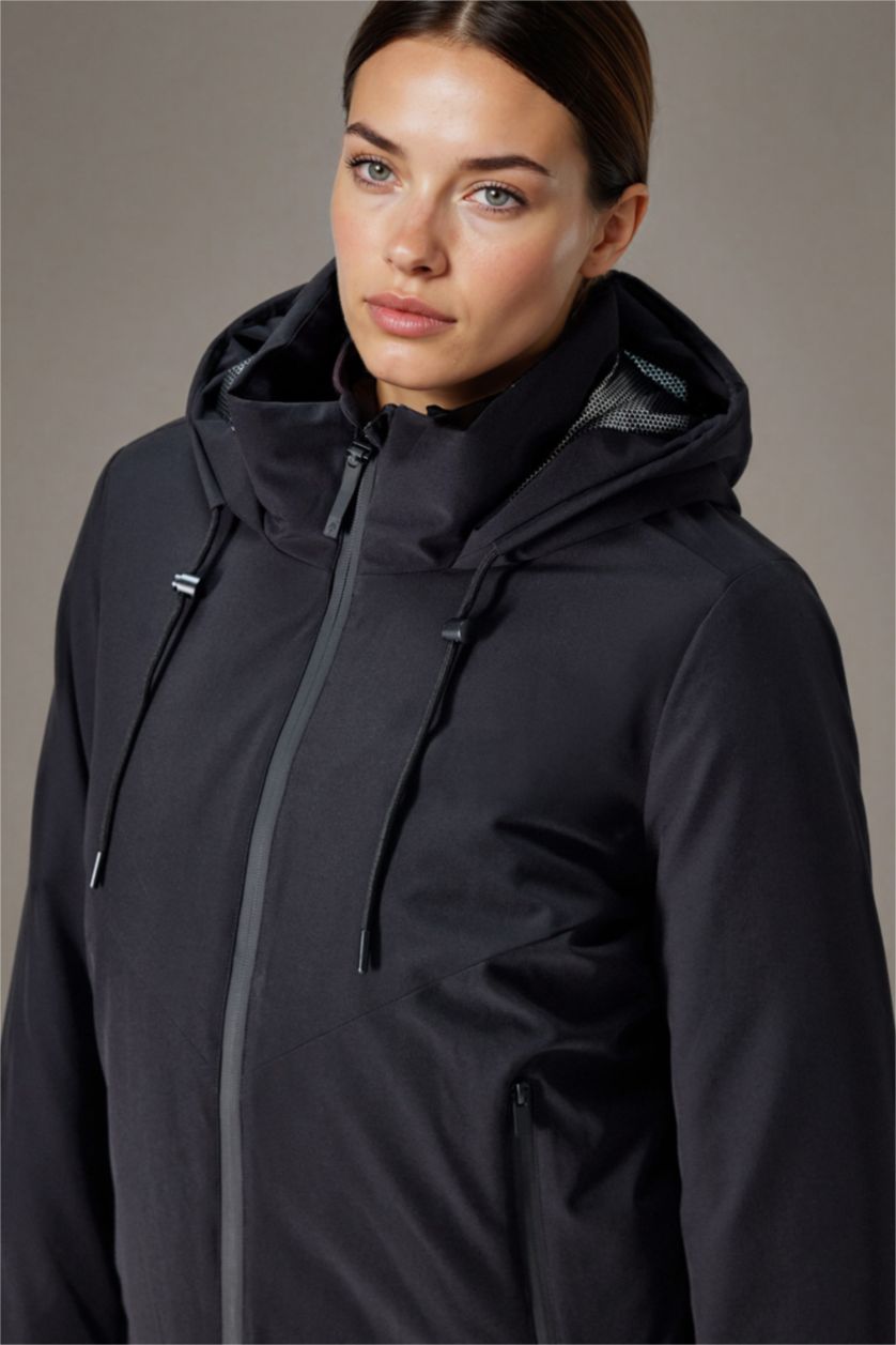 حريمي أسود جاكيت وتر بروف قصة عادية بكابيشون وبطانة صوفية