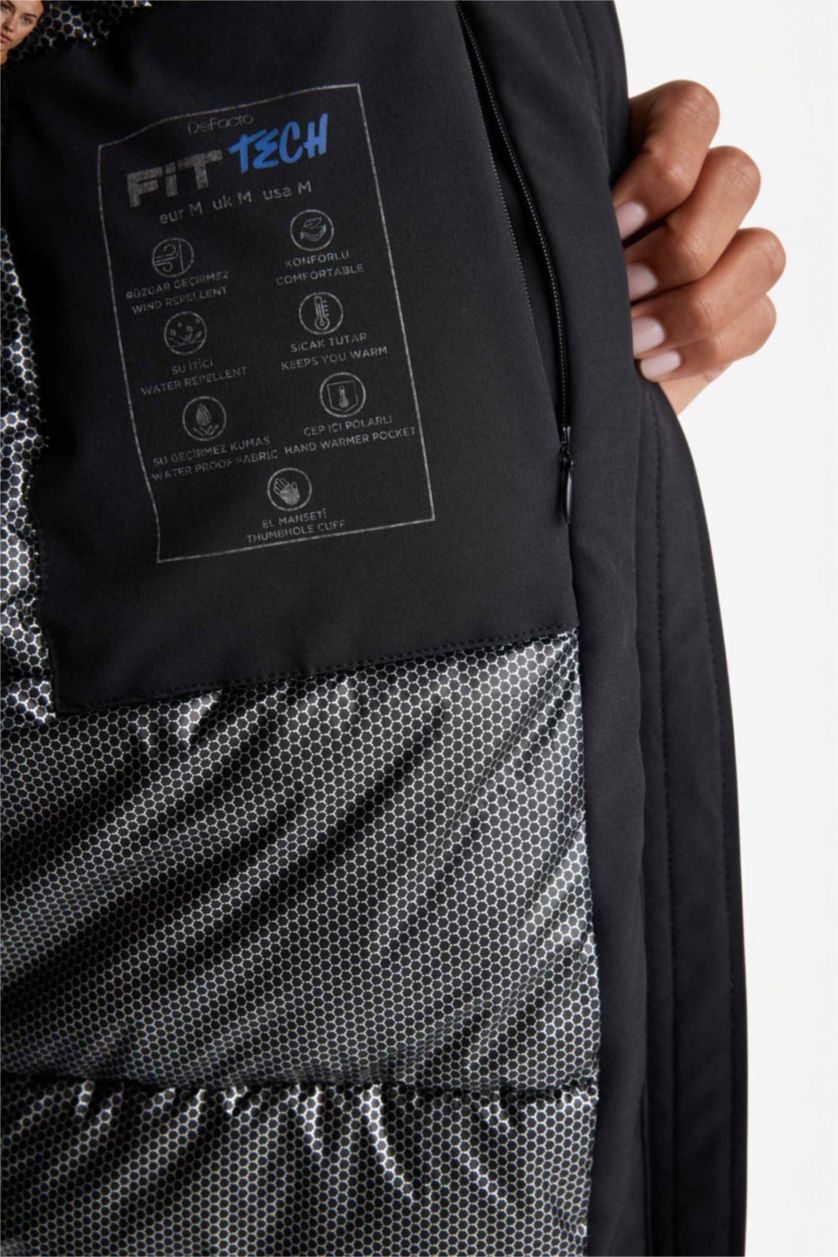 حريمي أسود جاكيت وتر بروف قصة عادية بكابيشون وبطانة صوفية