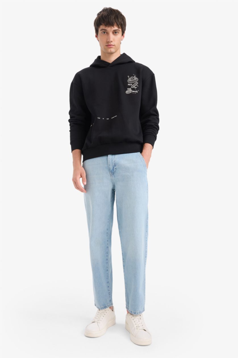 Ерлер қара Rick and Morty бокси фит үлкен бас киімді Свитер