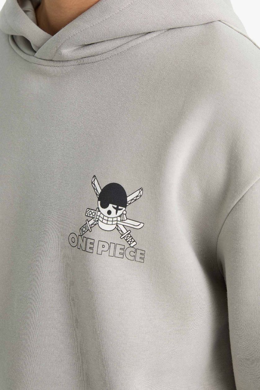 رجالي رمادي فاتح سويت شيرت اوفر سايز بكابيشون من ون بيس