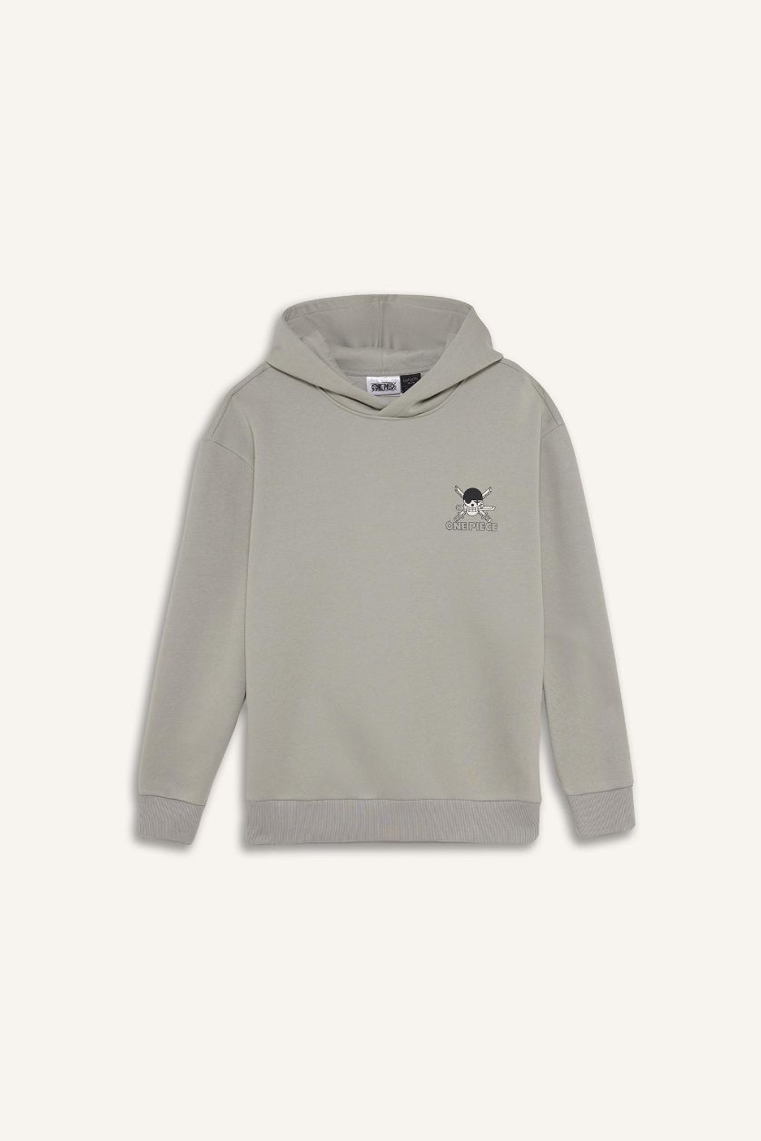 رجالي رمادي فاتح سويت شيرت اوفر سايز بكابيشون من ون بيس