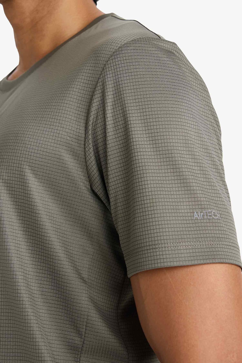 Erkek Haki Slim Fit Nefes Alabilen Çabuk Kuruyan Baskılı Sporcu Tişört