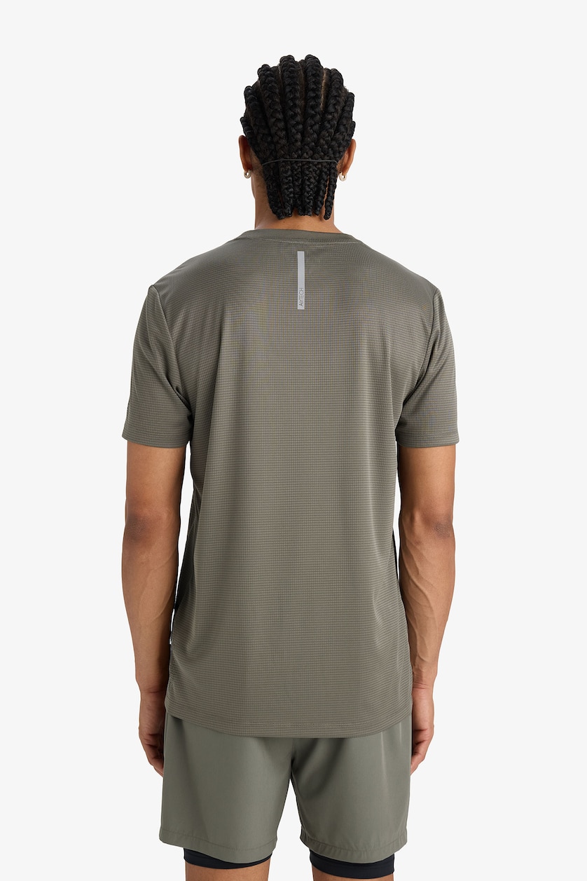 Erkek Haki Slim Fit Nefes Alabilen Çabuk Kuruyan Baskılı Sporcu Tişört