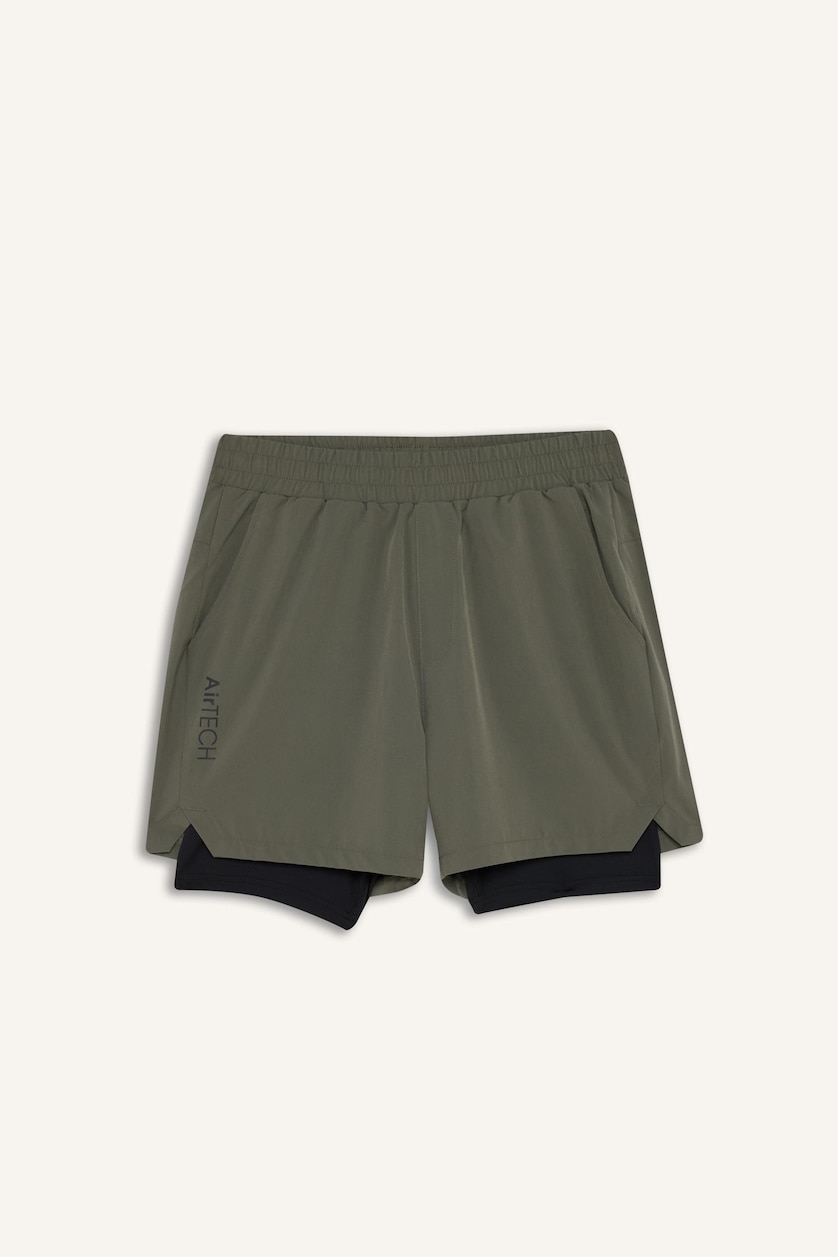 Erkek Haki Slim Fit Nefes Alabilen Çabuk Kuruyan Baskılı Sporcu Tişört