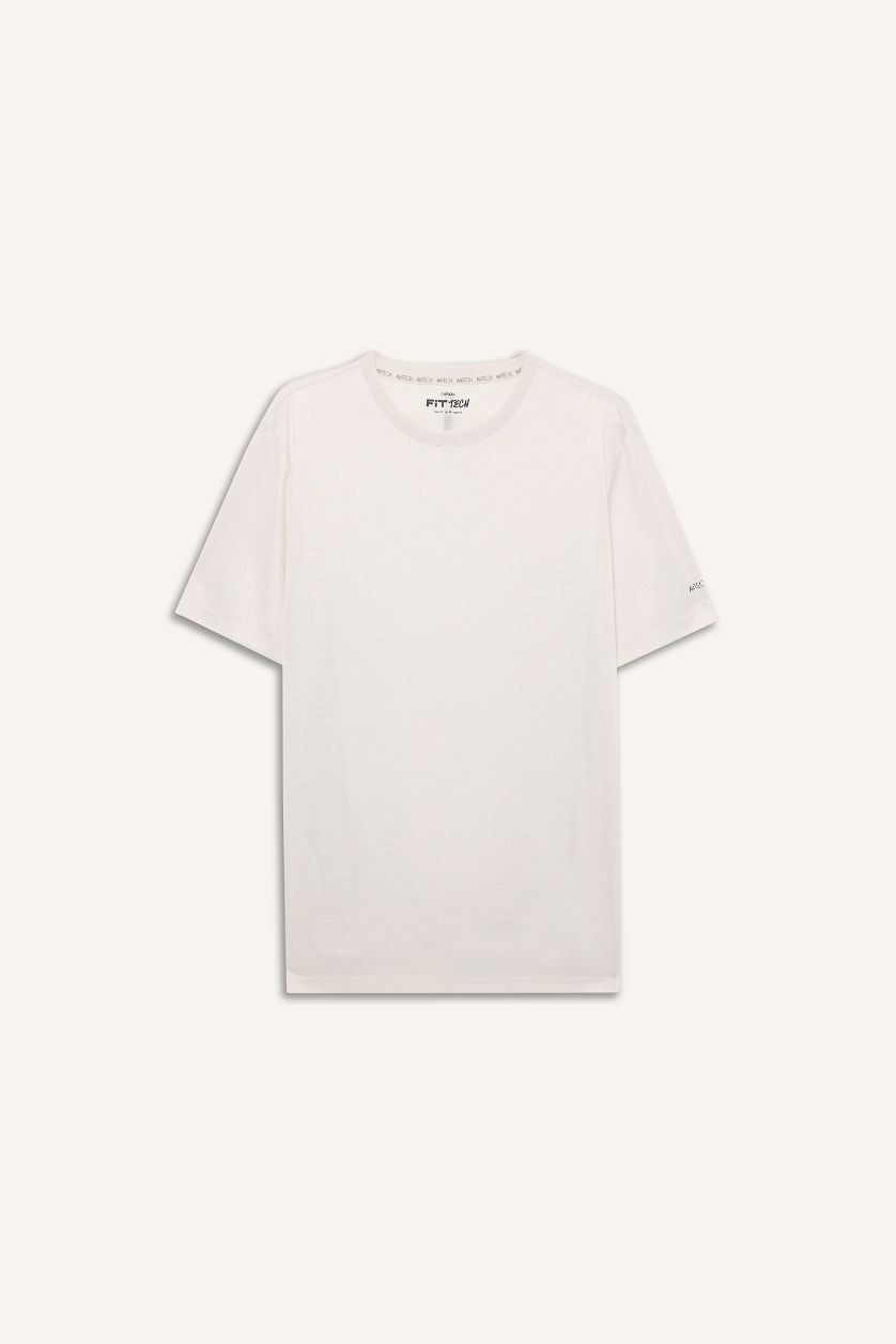 Erkek Taş Slım Fıt Bisiklet Yaka Baskılı Sporcu Kısa Kollu Tişört