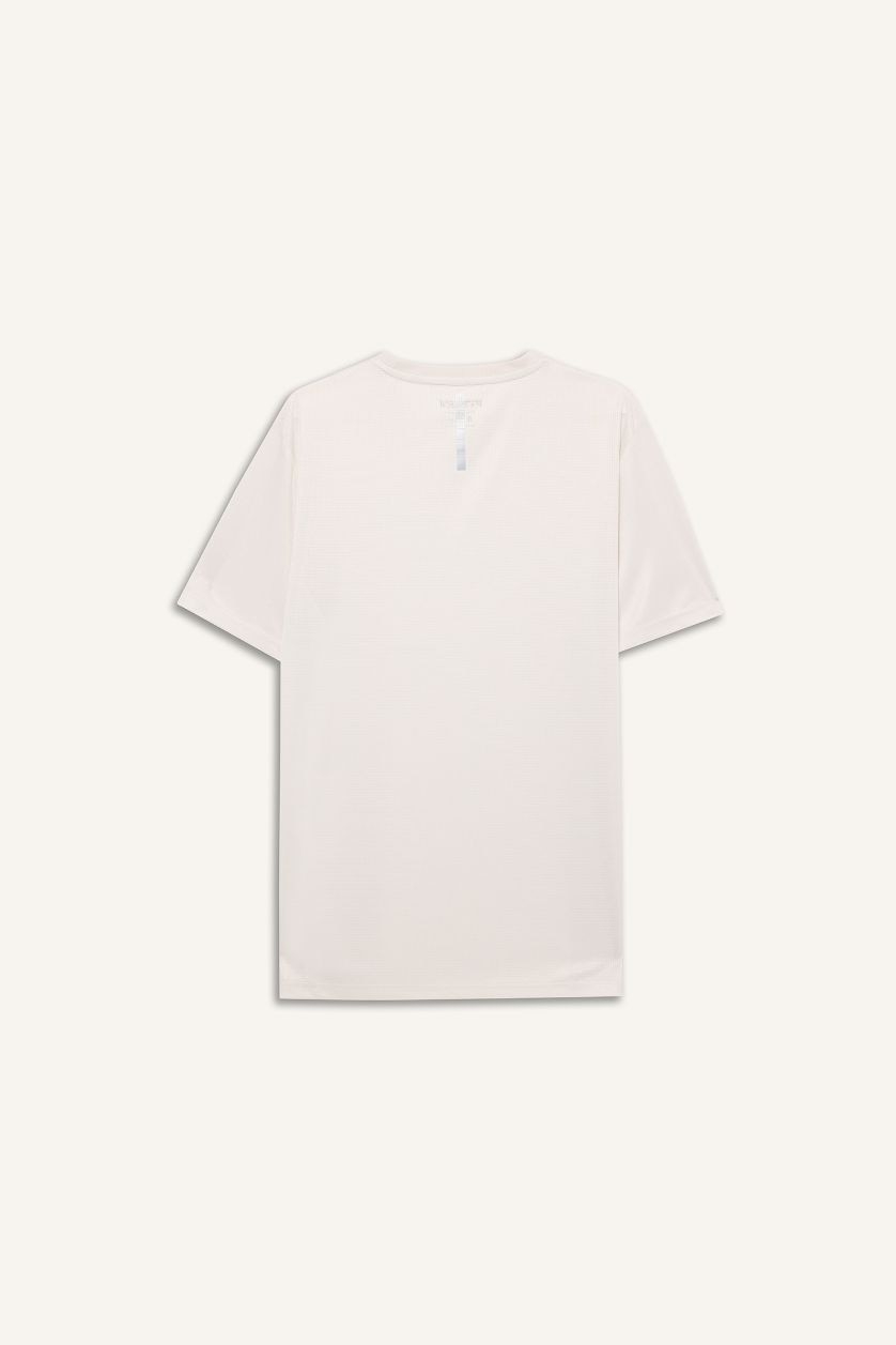 Erkek Taş Slım Fıt Bisiklet Yaka Baskılı Sporcu Kısa Kollu Tişört