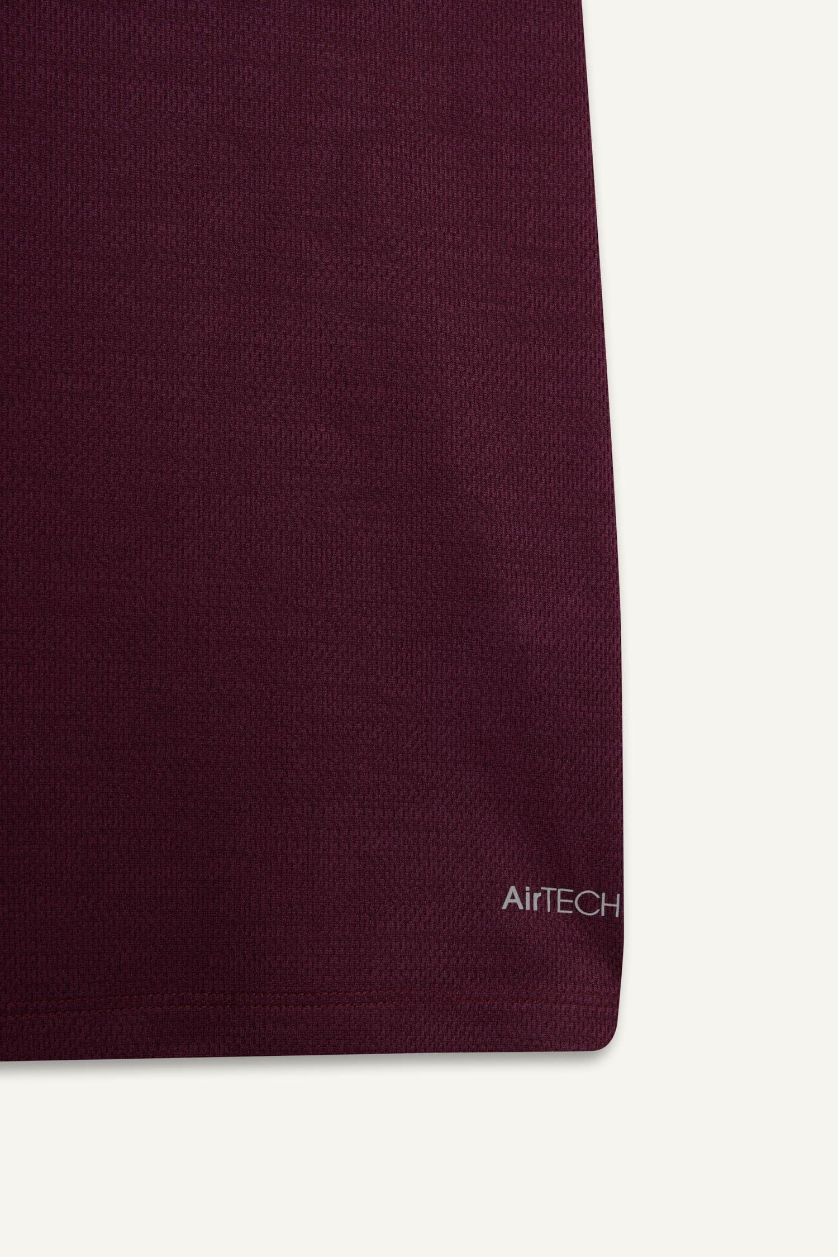 Erkek Bordo Slim Fit Dar Kesim Hızlı Kuruyan Nefes Alabilen Esnek Kumaş Bisiklet Yaka Sporcu Kısa Kollu Tişört