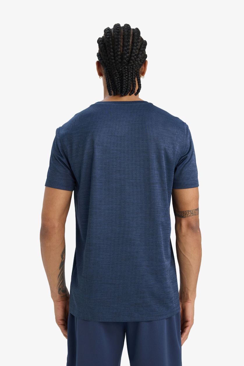 رجال كحلي تيشيرت سليم فيت رياضي قصة عادية سريع الجفاف من DeFactoFit