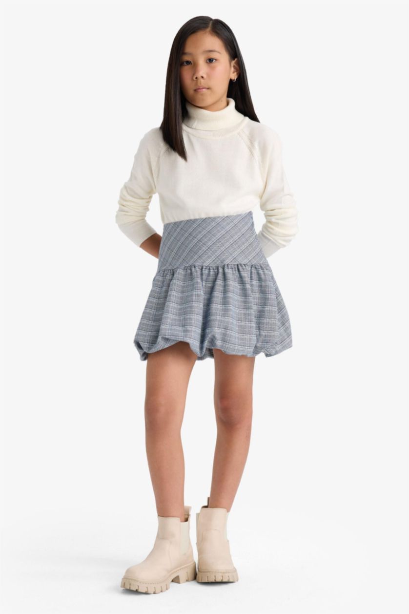 Kız Çocuk - Genç Kız Mavi Desenli Balon Etek Kız Çocuk