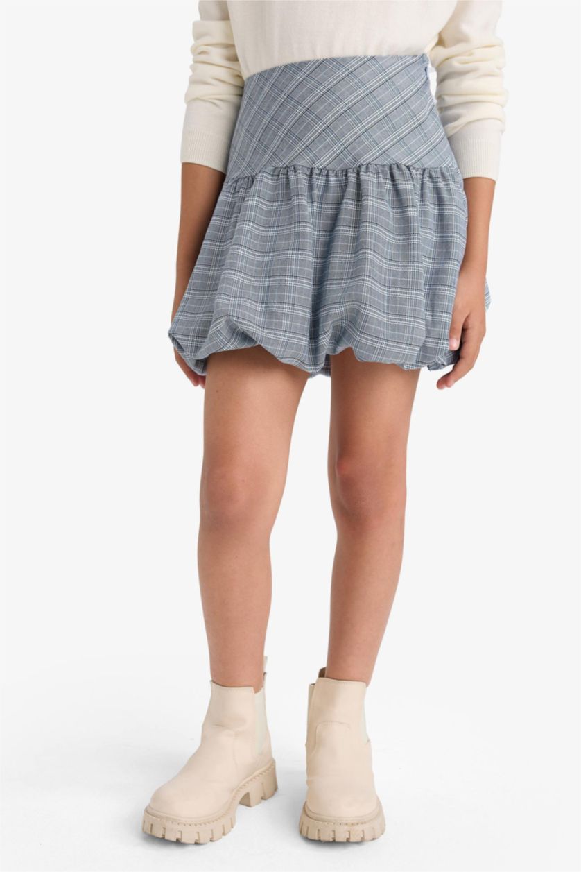 Kız Çocuk - Genç Kız Mavi Desenli Balon Etek Kız Çocuk